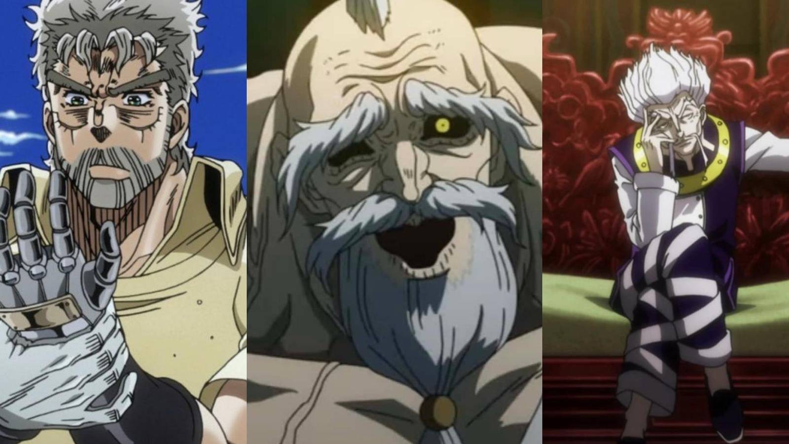 Joseph Joestar in JoJo's Bizarre Adventure Stardust Crusaders, Zeus in Record Of Ragnarok, Zeno Zoldyck in Hunter x Hunter